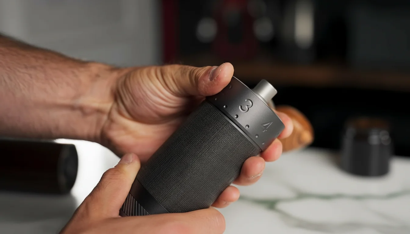 Adjusting the external numbered dial on the 1Zpresso J-Max