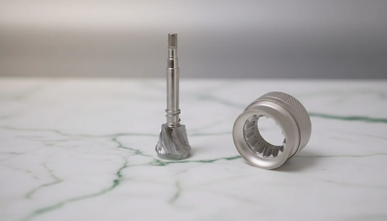 1Zpresso X-Pro 40mm heptagonal stainless steel burrs close-up