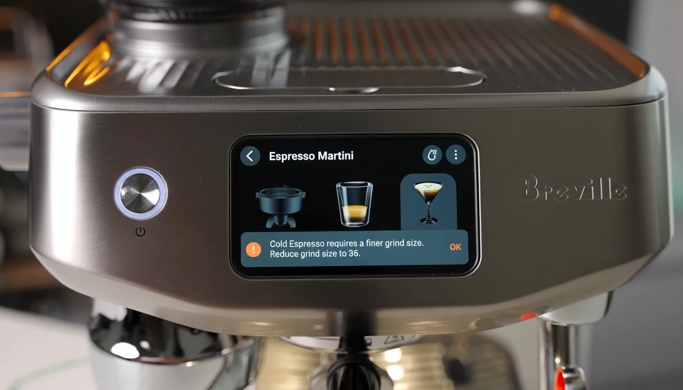 Breville Oracle Jet touchscreen interface showing extraction settings