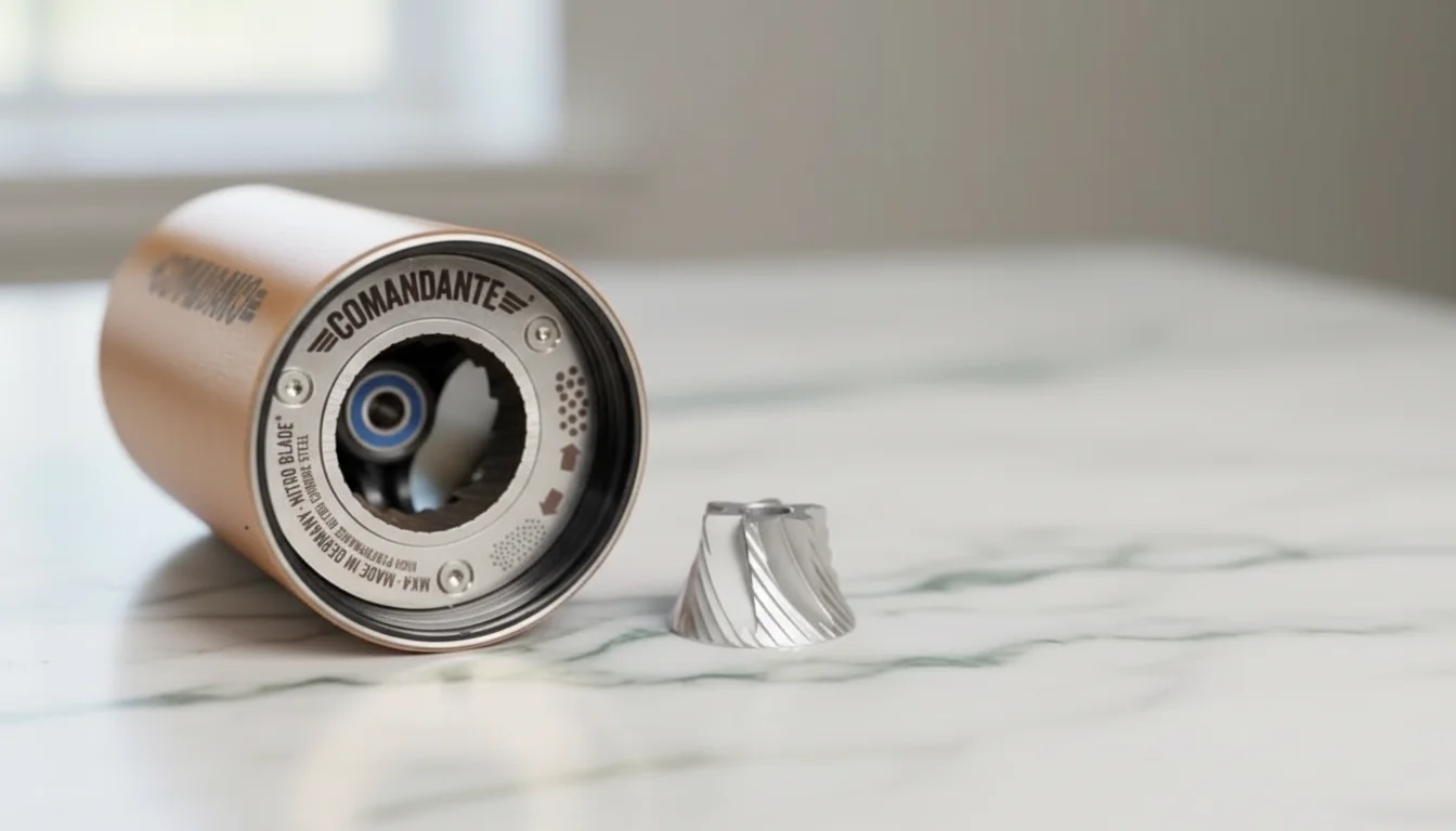 Comandante C40 MK4 Nitro Blade burrs showing the heptagonal conical geometry