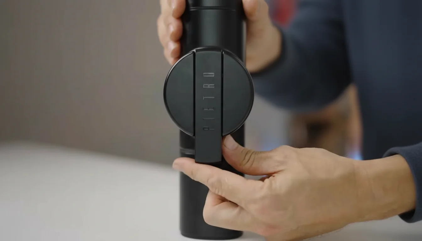 Fiorenzato Pietro manual grinder showing the angular industrial design
