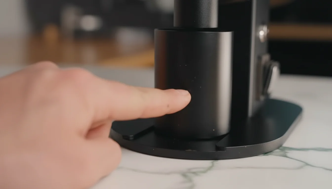 Turin DF83V catch cup with freshly ground coffee