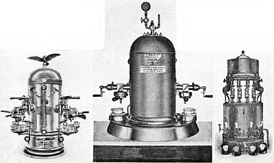 Types of italian rapid coffee making machines 1903-1904