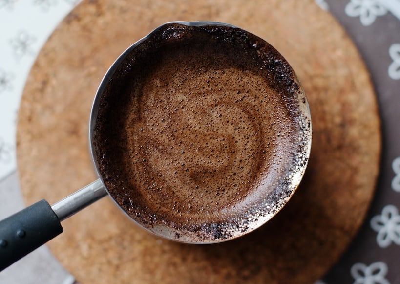 turkish coffee ingredent in pan
